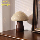 LED Mushroom Table Lamp Ceramic Wood Art Decor Desk Light - Ljojo