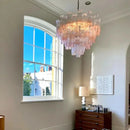 LED Pink Clear Glass Chandelier Stylish Designer Texture for Staircase Decor by Ljojo