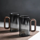 Ljojo 360ml High Borosilicate Glass Tea Cups with Wooden Handles, Set of 6