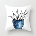 Geometric Blue Ink Flower Pillowcase for Stylish Home Decor by Ljojo