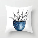 Geometric Blue Ink Flower Pillowcase for Stylish Home Decor by Ljojo