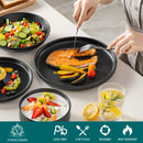 Ljojo 18/24PCS Black Ceramic Plate Sets - Mediterranean Blue Stoneware Dinner Set