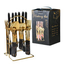 Ljojo 24-Piece Stainless Steel Hammer Pattern Cutlery Set