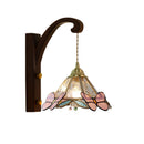 French Medieval Flower Glass Wall Lamp Wooden Retro Fixture by Ljojo