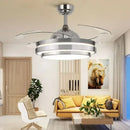 Ljojo Brushed Nickel Modern Luxury LED Ceiling Fan 42 Inch - Silent Home Decoration Fixture