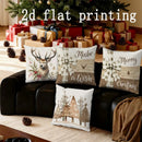 Ljojo Merry Christmas Deer & Trees Pillow Covers - Sofa, Bedroom, Car Decor