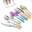 Ljojo 24pcs Stainless Steel Cutlery Set - Western Dinnerware Flatware Kit