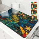 Kitchen Draining Mat Geometric Figures Quick Dry Bathroom Drain Pad by Ljojo
