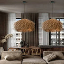 Hand Woven Rattan Pendant Lights | Wabi Sabi Straw Chandelier for Dining Room by Ljojo