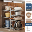 Adjustable Pot Holder with Storage Shelf for Pots, Lids, Pans, and Seasoning Bottles by Ljojo™