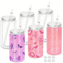 Ljojo 16oz Insulated Plastic Water Bottles with Straws Lids DIY Snowball Cup