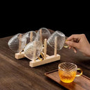 Ljojo 100ml Glass Fish Scale Teacup Set Transparent Handle Kung Fu Small Cup
