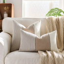 Cream Tan Two Tone Striped Pillow Cover for Home Sofa Couch Living Room by Ljojo