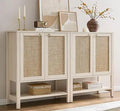 Ljojo™ 5 Tier Rattan Entry Shoe Organizer Cabinet with Shelves & Doors