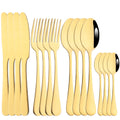 Ljojo 16-Piece Stainless Steel Cutlery Set - Silverware Spoon Knife Fork Tableware