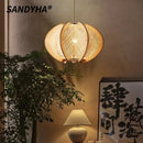 Hemp Rope Wood Pendant Light Chandelier Stylish Ceiling Lamp Living Room Bedroom Art Decoration Modern by Ljojo
