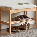 Ljojo™ Solid Wood Shoe Rack Bench with Cushion - Entryway, Living Room & Bedroom Organizer