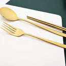 Ljojo 16-Piece Rainbow Stainless Steel Tableware Set with Dinner Spoons, Chopsticks, and Cutlery