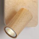 Ljojo Mid Century LED Wall Lamp Yellow Travertine Wood Light for Living Room