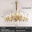 American Vintage Luxury LED Pendant Light Gold Copper Crystal Chandelier by Ljojo