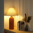 Retro LED Wicker Ratten Floor Lamp - Small Hammer Cap Shape Chandelier for Home Decoration by Ljojo