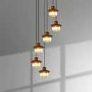 French Retro Staircase Chandelier Solid Wood and Glass for Luxe Staircase Decor by Ljojo