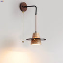 Ljojo LED Wall Lights Nordic Modern Pull Chain Yellow Travertine Stone Bedside Lamp