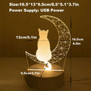 Ljojo Modern 3D Moon Cat Night Light for Home Bedroom Decor Ramadan Decoration