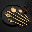 Ljojo Matte Gold Tableware Cutlery Set Stainless Steel Flatware Kitchen Dinner