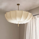 Nordic Wabi Sabi Fabric Led Pendant Light French Cream Style Cloth Bedroom E27 Hanging Lamp Lighting Living Room Decor Fixtures