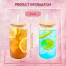 Ljojo 16oz Frosted & Clear Plastic Water Bottles Durable Reusable Portable DIY Drinkware
