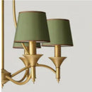 Ljojo Green Fabric Lampshade Copper Iron LED Pendant Light Chandelier for Home Decoration