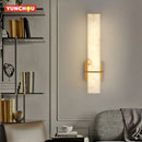 Cuboid Natural Marble Wall Lamp Copper Rectangular for Living Room Bedroom by Ljojo