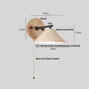 Ljojo LED Travertine Wall Light with Wood Pull Chain Switch and Iron Mirror Light