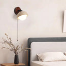 Ljojo Mid Century LED Wall Lights, Yellow Travertine Finish, Pull Chain Switch