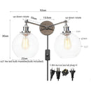 Ljojo 2-Head LED Wall Sconce Industrial Iron Glass Retro Stair Light Fixtures
