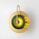 Ljojo Wattle Circle Wall Lamp: Green Crystal Art Deco Lights for Living Room