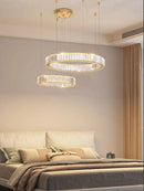 Ljojo Luxury Gold Crystal LED Chandelier Dimmable Pendant Light for Living Room Bedroom