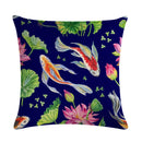 Ljojo Lotus Carp Print Cushion Cover for Home Decor on Mahogany Chair