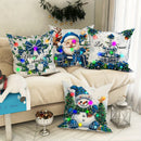 Ljojo LED Christmas Pillowcase with Santa Claus Snowman Garland Pattern