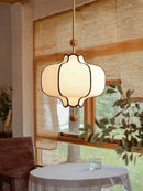 Japan Retro Fabric Pendant Light Chandelier Wooden Ball LED Mood for Living Room by Ljojo