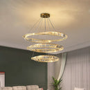 Ljojo Luxe Gold Plated Steel Pendant Light with K9 Crystals, Irregular Ring LED Design