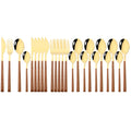 Ljojo 24Pcs Stainless Steel Flatware Set with Imitation Wooden Handle | Western Cutlery Tableware