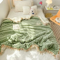 Ljojo Milk Fleece Fringed Blanket Large Lamb Fleece Craft Blanket Cover