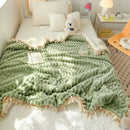 Ljojo Milk Fleece Fringed Blanket Large Lamb Fleece Craft Blanket Cover