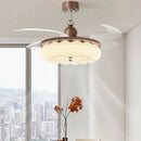 Modern Walnut Wood Grain LED Ceiling Fan Lamp for Living Dining Room by Ljojo