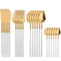 Ljojo 24Pcs Stainless Steel Cutlery Set Silver Western Dinnerware Flatware