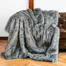 Ljojo Luxury Faux Fur Plaid Throw Blanket for Sofa and Bed