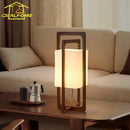 Japanese Wabi-sabi Walnut Wood Zen Table Lamp LED E27 Fabric Lampshade Modern Minimalist Ljojo