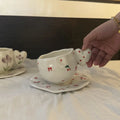 Ljojo 10oz Hand Painted Ceramic Coffee Mug Set with Heart Shape Handle